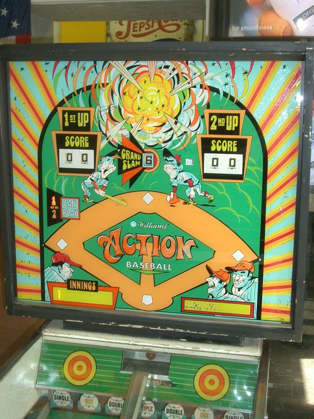 Action Baseball Pinball Machine Operational
