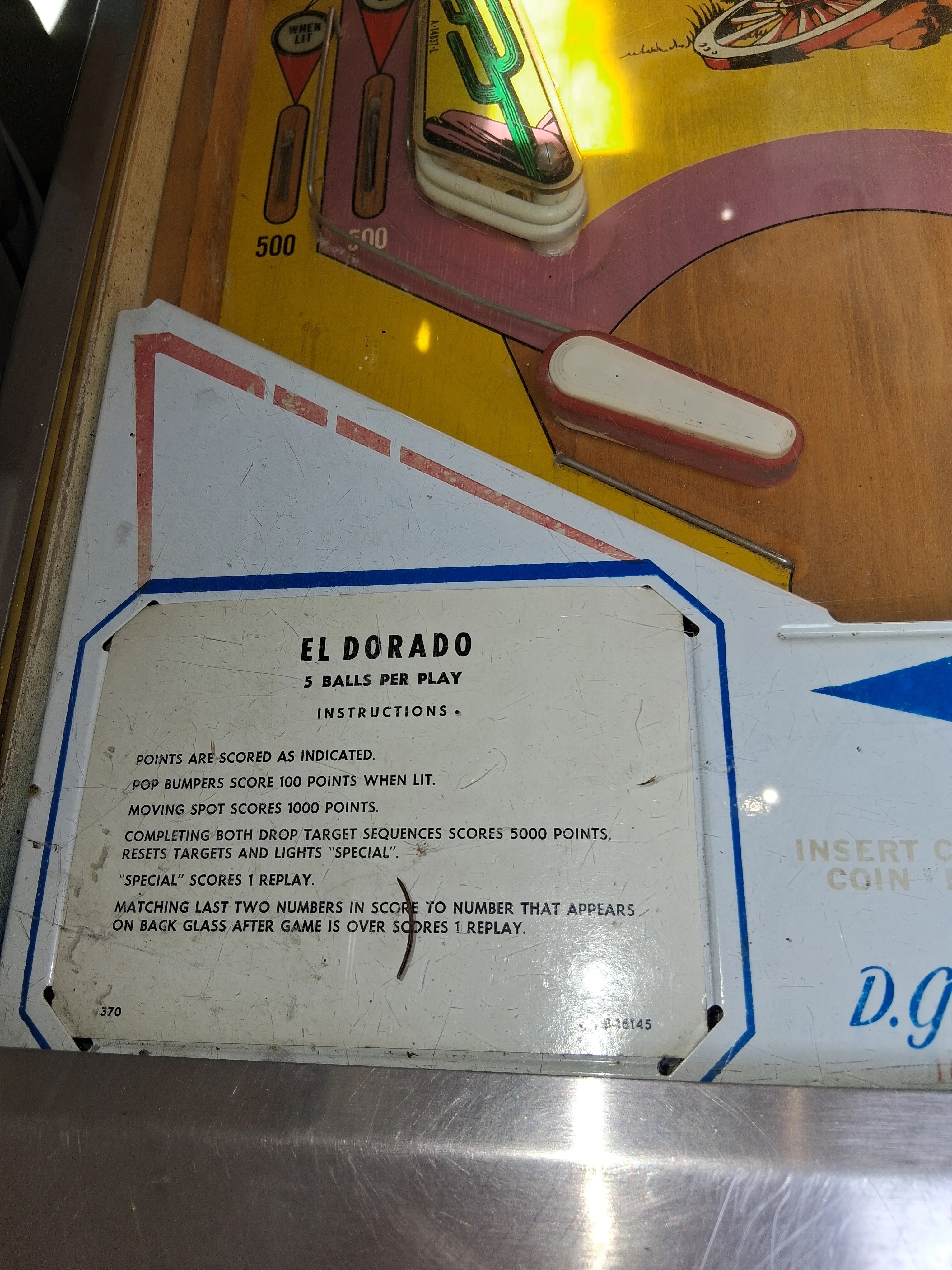 Gottlieb El Dorado pinball machine gallery view 2